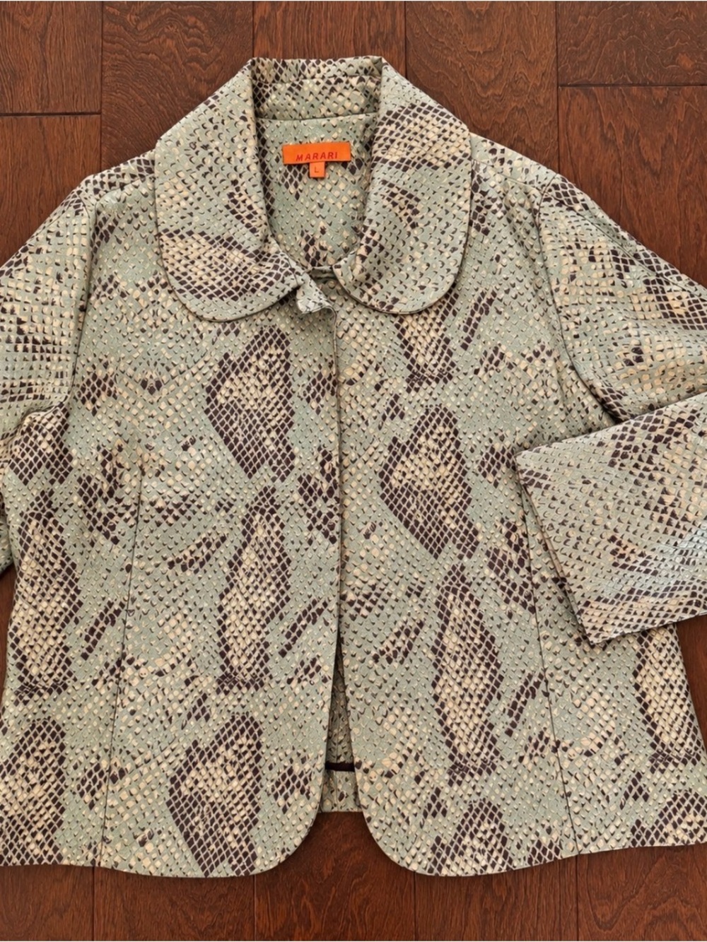 Harari Sage Snakeskin Print Statement Jacket